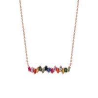 Bold Rainbow Sapphire Bar Halskette mit Anhänger