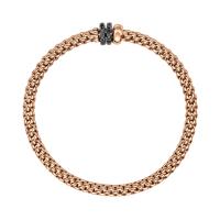 Solo Flex'it Armband mit drei Rondellen und schwarzem Pavébesatz