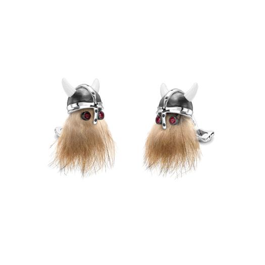 Deakin and Francis - Silver Manschettenknöpfe Hairy Viking Skull