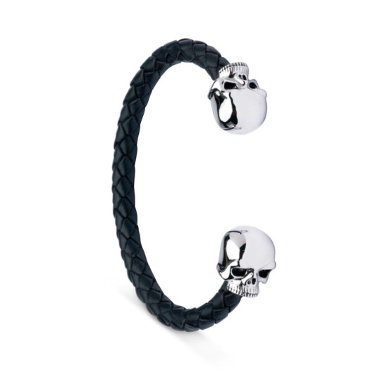 Deakin and Francis - Silver Lederarmreif Skull